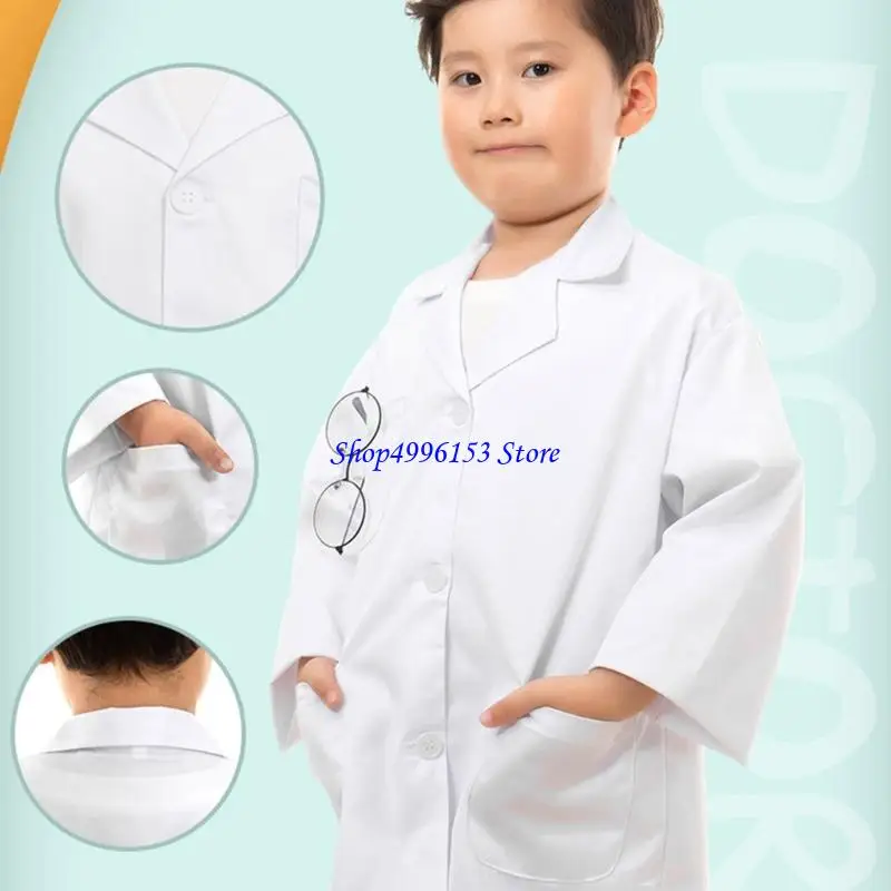 ชุดวิทยาศาสตร์ Q0KE สำหรับเด็ก Cotton Lab Coat บทบาทการแต่งกายหลายขนาด