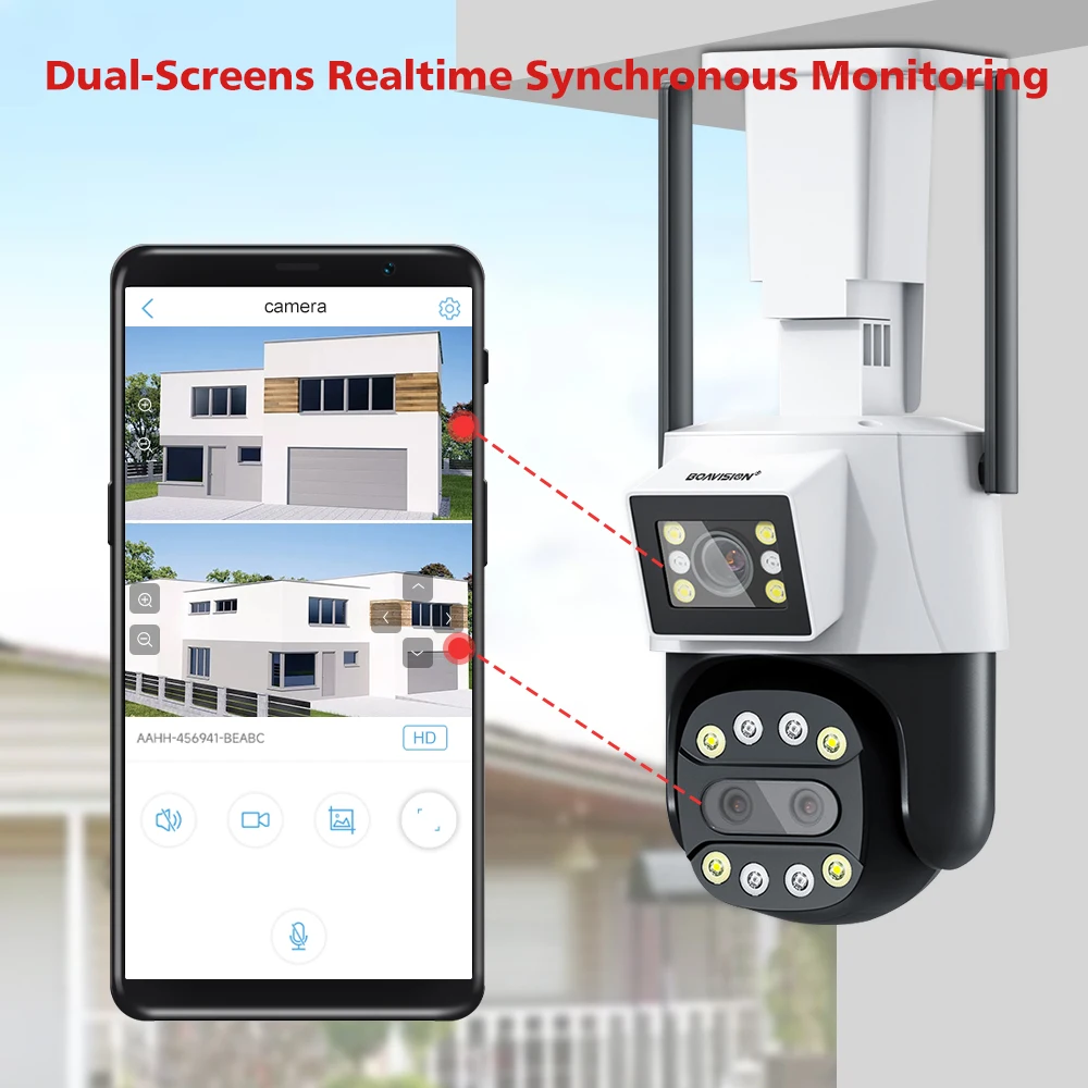 Imagem -03 - Câmera ai de Tela Dupla de Três Lentes ao ar Livre Rastreamento Automático Zoom Digital 8x Ptz Câmera de Conexão de Ponto Fixo 6mp Wifi 4g