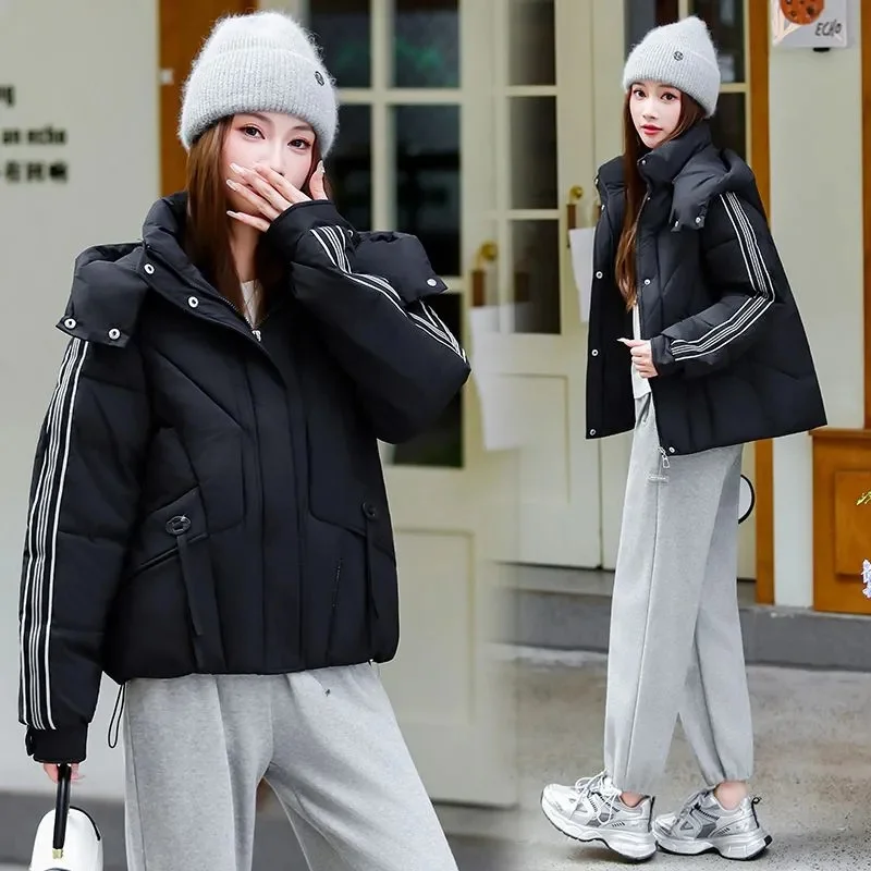 Explosions doudoune femmes Parkas 2025 hiver nouveau court chaud coton rembourré manteau femme vêtements d'extérieur à capuche mode pardessus hauts