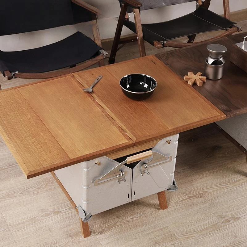 صندوق تخزين مفتوح، لوحة سطح مكتب منزلقة تعمل بالدفع والسحب، خشب الجوز الأسود القابل للطي