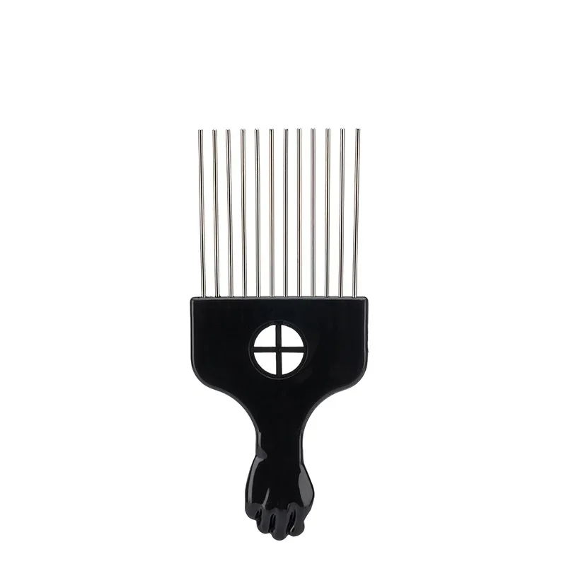 Professional Salon Use Black Metal African Pick Comb Combs Insert Hair Pick Comb Wide Teeth Fork Hair Curly Brush Comb image 4