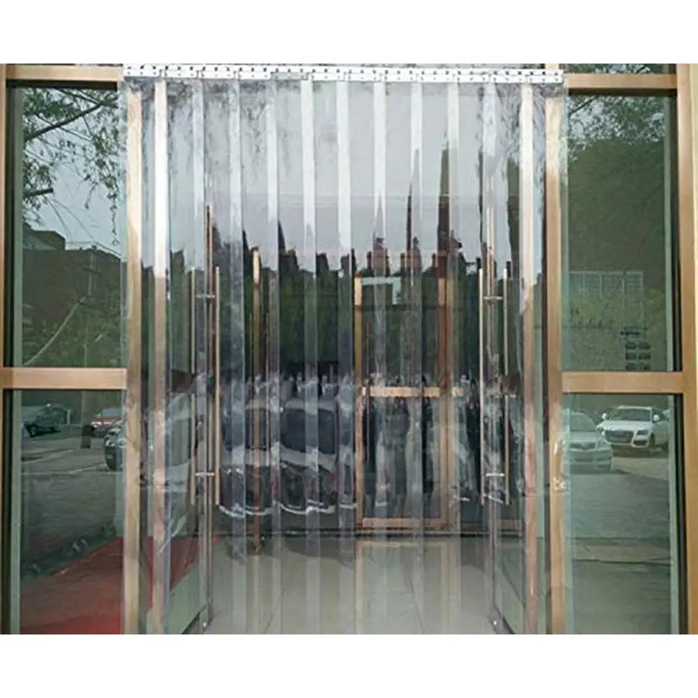 16PCS Standard Clear PVC Curtain Strip 96"x96" 0.08" Thickness Eco-Friendly Waterproof Strip Door Curtain with 56% Overlap 8'x8'