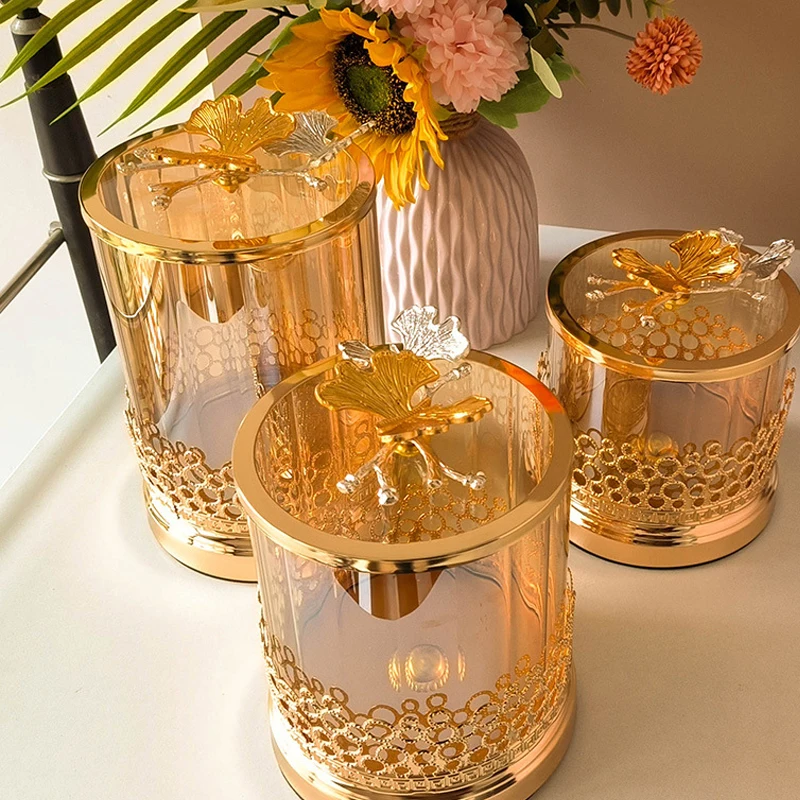 Luxury Glass Candy Jar Household Dried Fruit Snack Jar Electroplated Butterfly Cup Lid Glass Jar Set Home Decoration Accessories