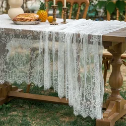 Wedding White Lace Tablecloth Vintage Reception Table Cloth for Wedding Decor Boho Party Valentine's Day Tablecloth