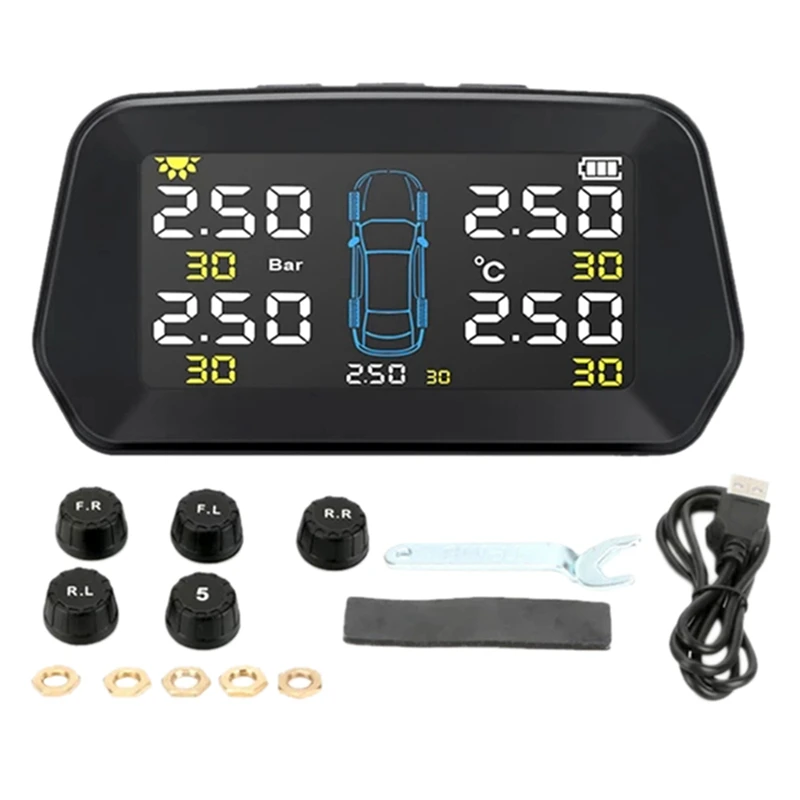 

Car TPMS Tire Pressure Monitor Solar External Sensor Tire Pressure Alarm Monitoring System Control Spare Tire