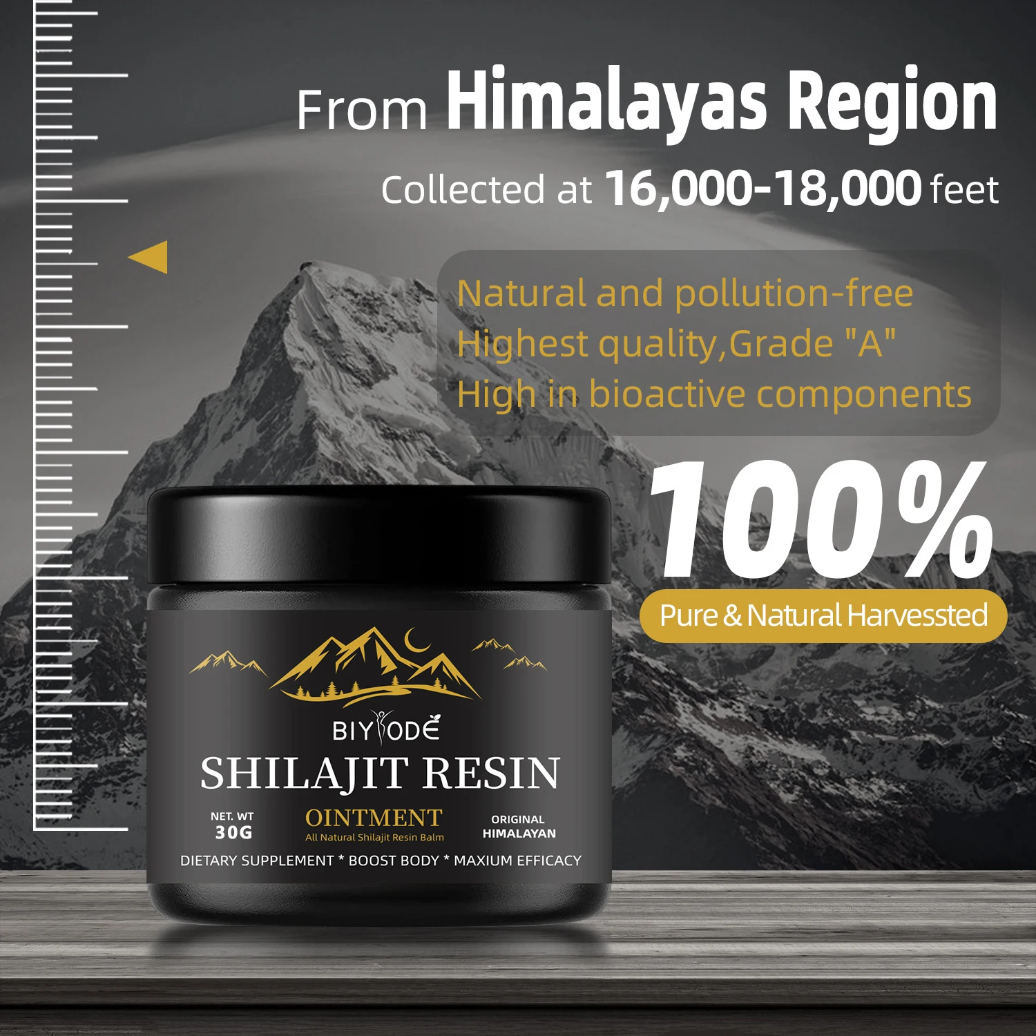 

600MG Pure Premium Himalayan Shilajit Resin 30G Original with 85+ Trace Minerals & Fulvic Acid Supplements