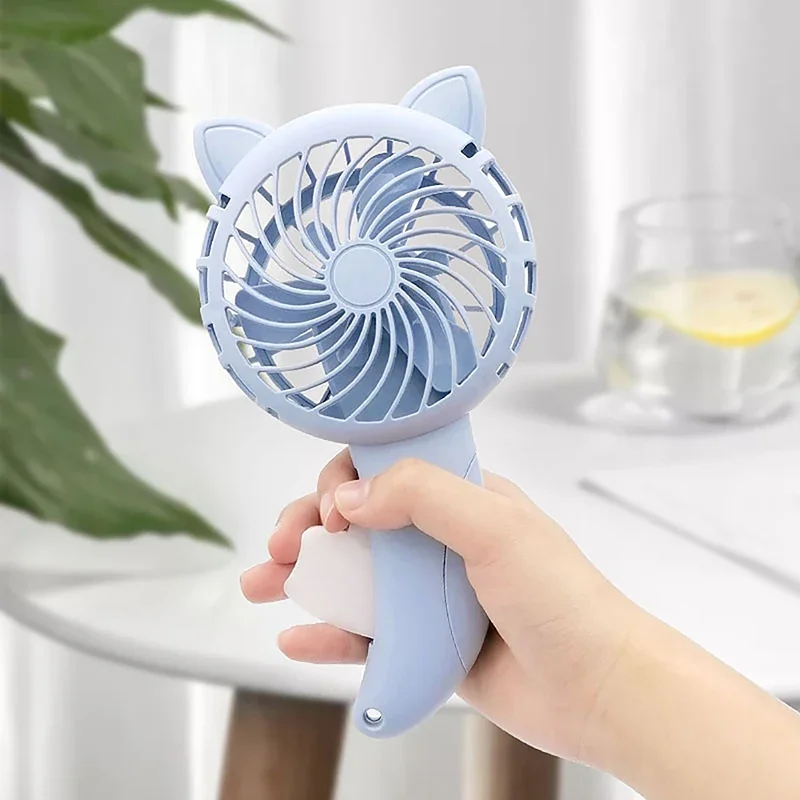 Leuke Kat Fan Cartoon Handheld Ventilator Handgeperste Handleiding Mini Draagbare Kleine Handkoeling Zomer Ventilator Voor Kinderen Volwassen Kamperen Buiten