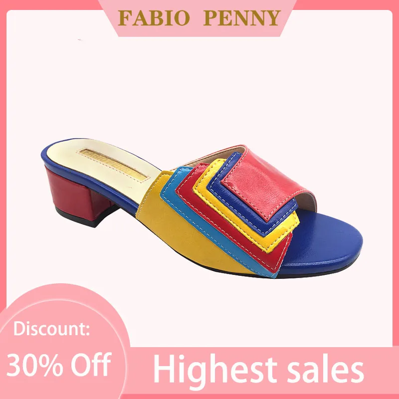 FABIO PENNY sells stylish and elegant exquisite patchwork luxury with the latest multicolor Nigerian style women's slippers