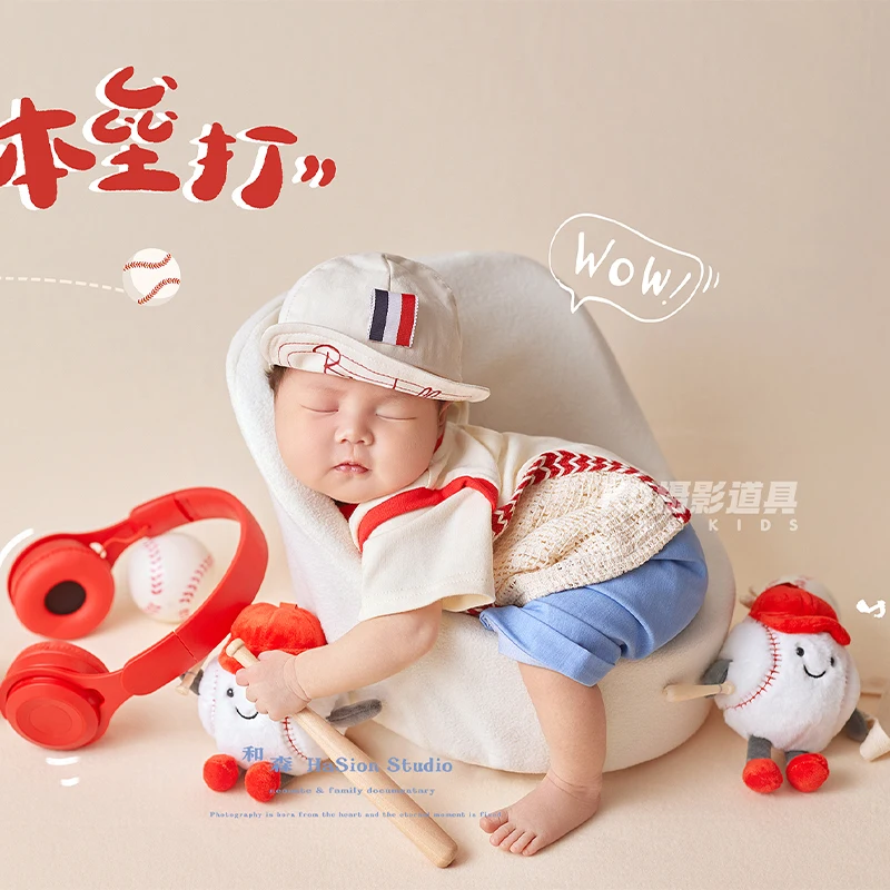 baseball-baby-photography-props-newborn-clothing-baseball-cap-baseball-bat-and-headphones-decs-props-baby-photoshoot-outfits