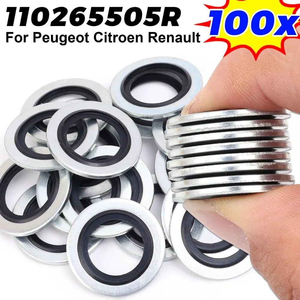 For Renault Bonded Seal Washer Car Oil Pan Drain Plug Aluminum Alloy Fluororubber Sealing Ring Gasket Car Accessories 110265505R