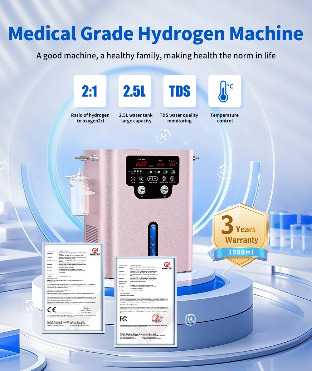 1500ml/min Wasserstoff-Inhalationsgerät HHO-Generator SPE PEM Molekularer OxyHydrogen-Generator Hochreiner H2-Inhalator für Heimgesundheit – Detail 1