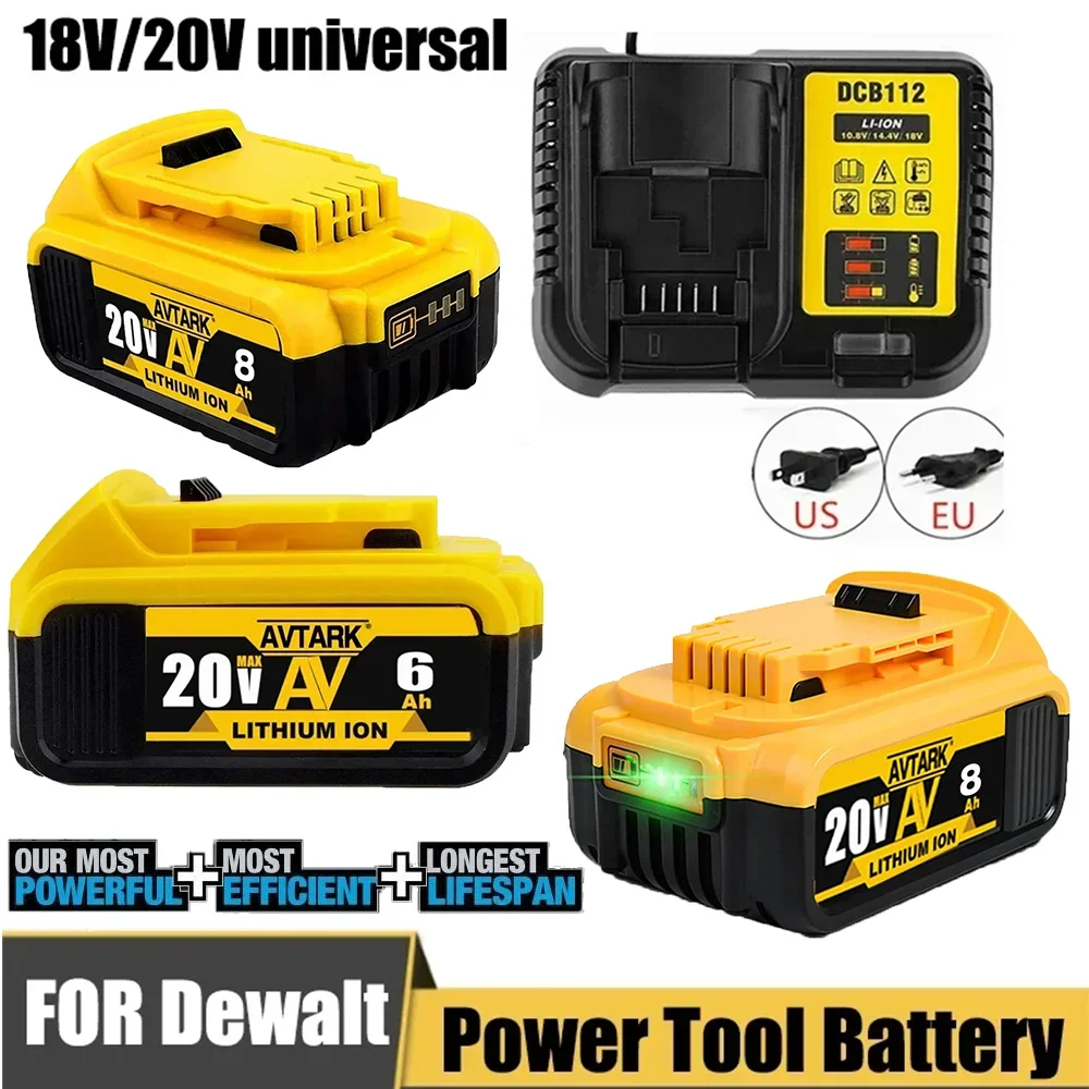 

Latest DCB200 20V 8000mAh Battery and charger For Dewalt 18V DCB184 DCB200 DCB182 DCB180 DCB181 DCB182 DCB201 Tools Battery