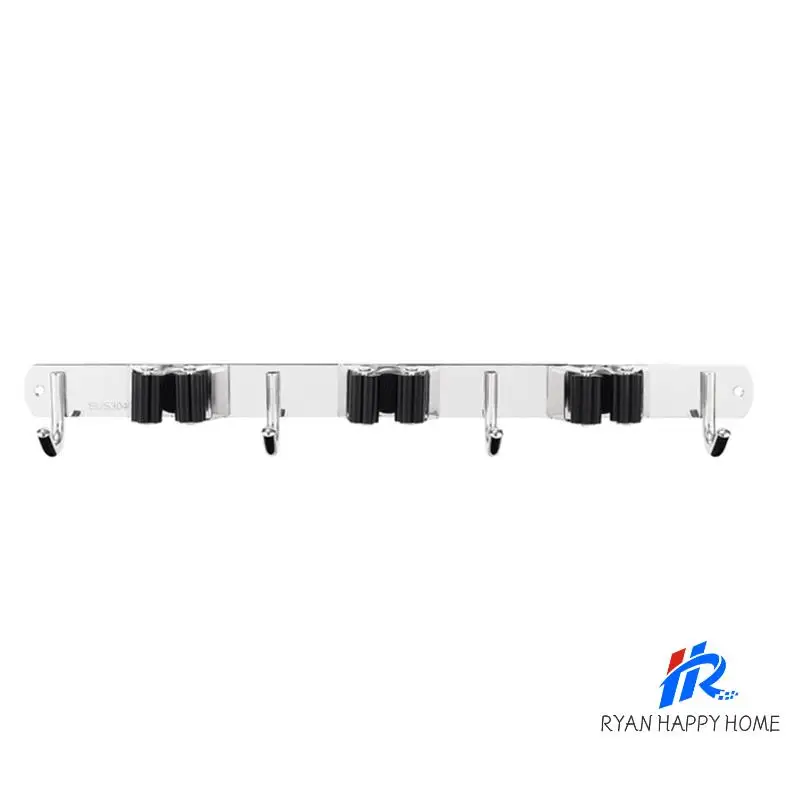 

Broom Organizer Storage Tool Racks Stainless Steel Heavy Duty Hooks Self Adhesive Solid Non-Slip