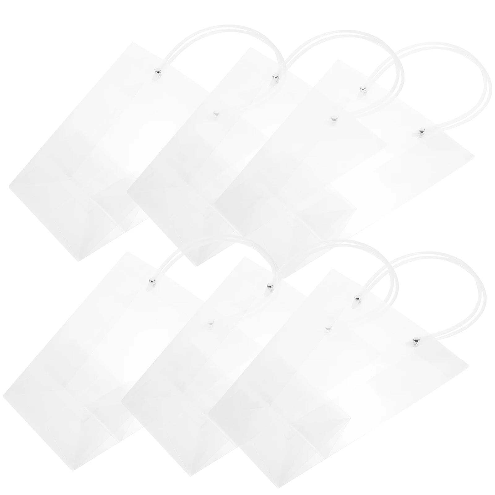 

6pcs Gift Tote Bags Small Transparent PVC Floral Bouquet Packing Handheld Clear Pouches Trapezoidal Square Bottom Waterproof