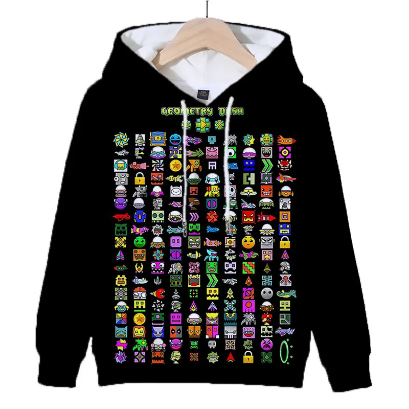 Game Geometry Dash 3d Print Hoodies Children Cartoon Sweatshirts Harajuku Kids Tops Boys Girls Long Sleeve Pullovers Sudadera