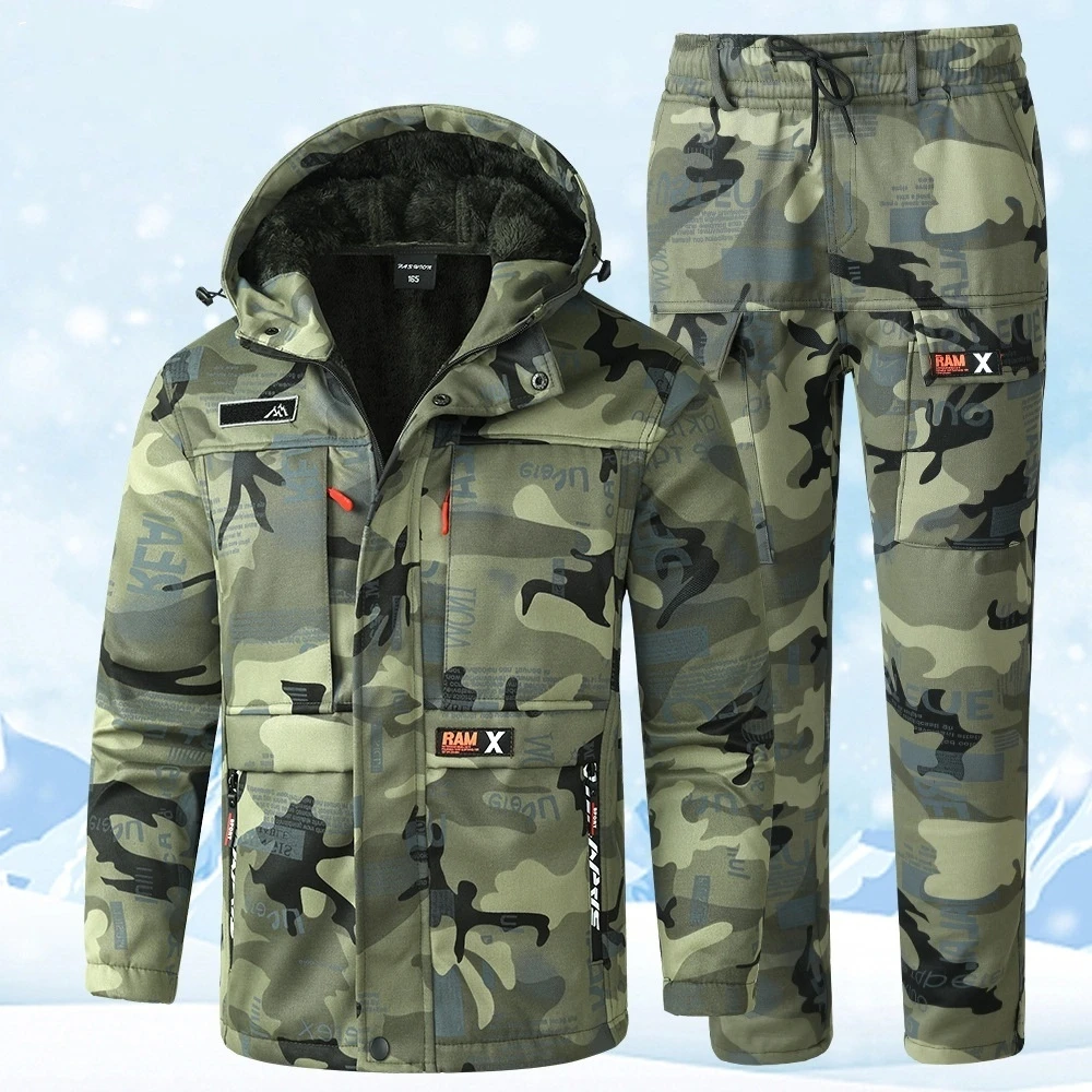 

Thickened Fleece-lined Camouflage Work Suit For Men Fashionable Warm Wear-resistant Labor Protection Uniform