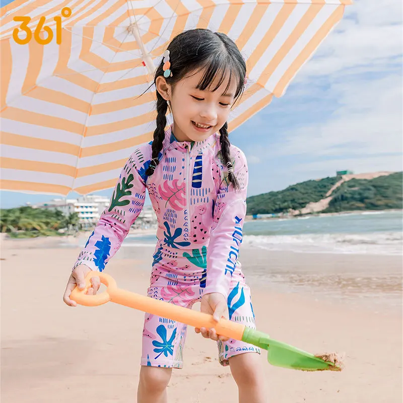 361 ° ragazze un pezzo professionale manica lunga cerniera anteriore surf costume da bagno UPF50 + protezione solare spiaggia bagno Rash Guard