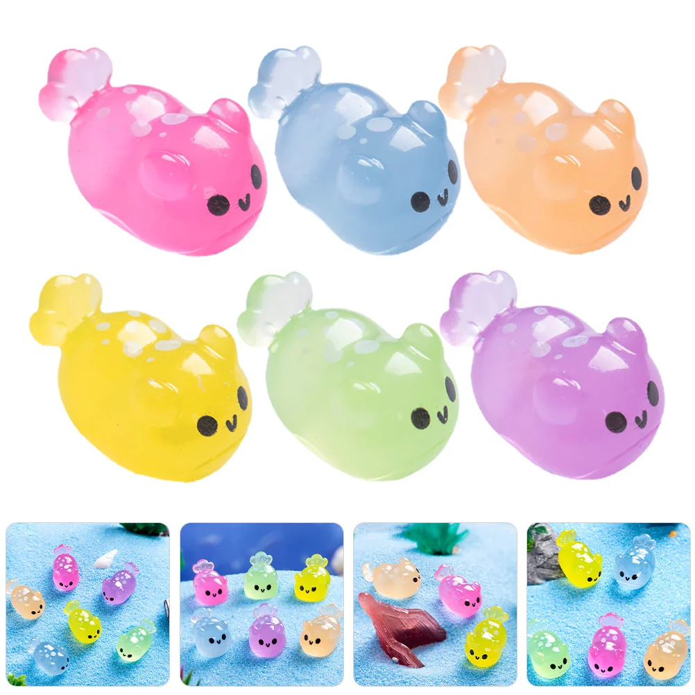 

12Pcs Mini Resin Ocean Animal Decor Luminous Sea Creature Models for Fish Tank Accessories Micro Landscape Night Light