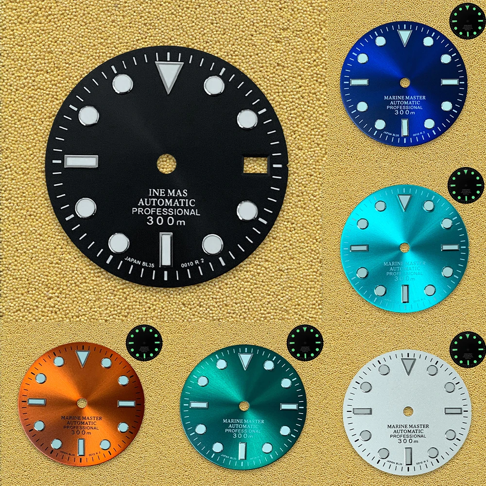 

28.5mm S Dial Suitable For NH35 Automatic Movement Watch Strong Green Luminous Japan Watch Modification Accessories