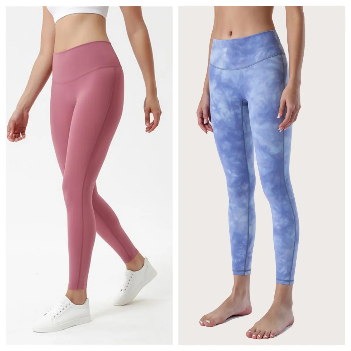 

Authentic women's solid & tie dye no embarrassment line high waist lift hip yoga nine-point tights leggings with brand logo