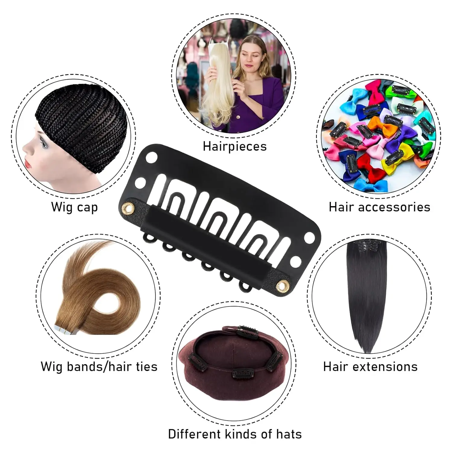 U Shaped Wig Clips Metal Snap Clips for Hair Extensions Barrette Salon Grip Pins Hair Styling Tools Accessory Tool image 6