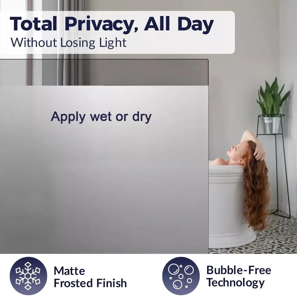 Frosted Privacy Window Film Static Cling Removable for Glass Door Office Living Room