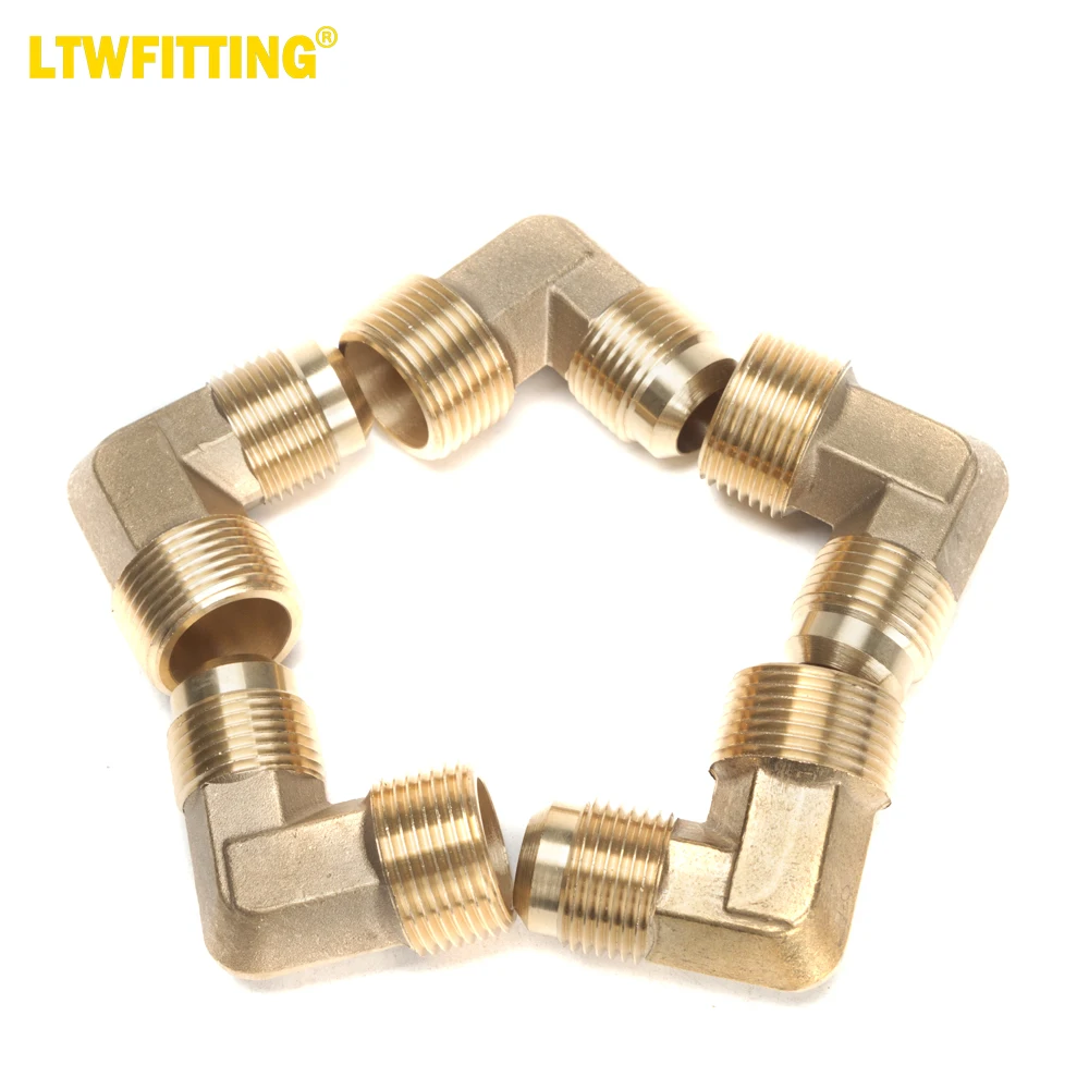 

LTWFITTING Brass Flare 5/8" OD x 3/4"Male NPT 90 Degree Elbow Tube Fitting (pack of 5)