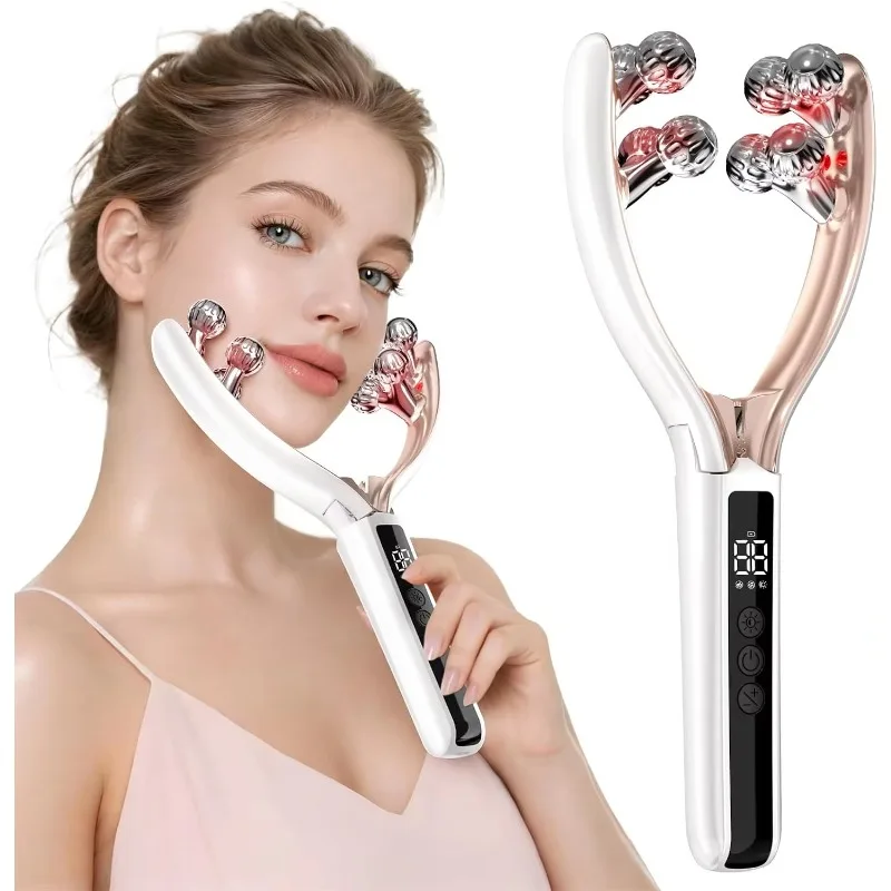 Wireless V Shape Face Neck Massager Roller, Facial Contour Shaping, Puffiness Relief Skin Care Device