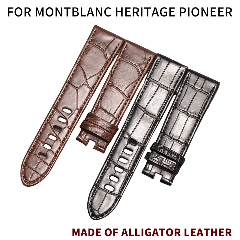 FOR MONTBLANC HERITAGE PIONEER，ALLIGATOR LEATHER WATCH STRAP