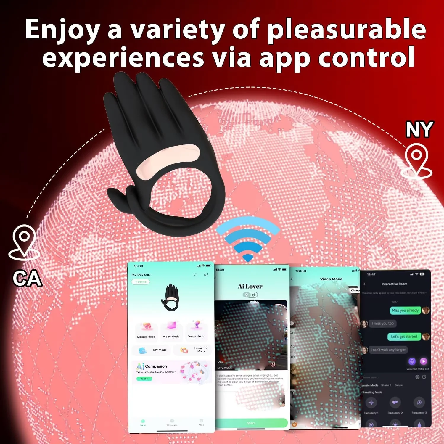 Palm-Shaped Dual Penis Ring APP Controlled 3-in-1 Male Vibrator Penis Stroker for Men Couples Vibrator with Magnetic Charging