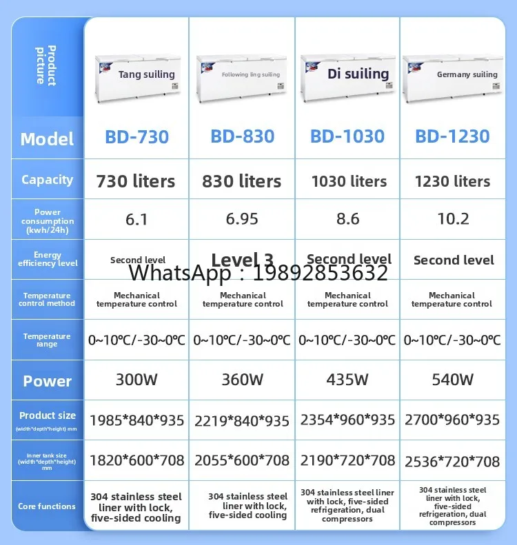 ZZ Freezer Commercial Freezer Large Capacity Horizontal Refrigerator Refrigerated Freezer Dual-use First-class Energy