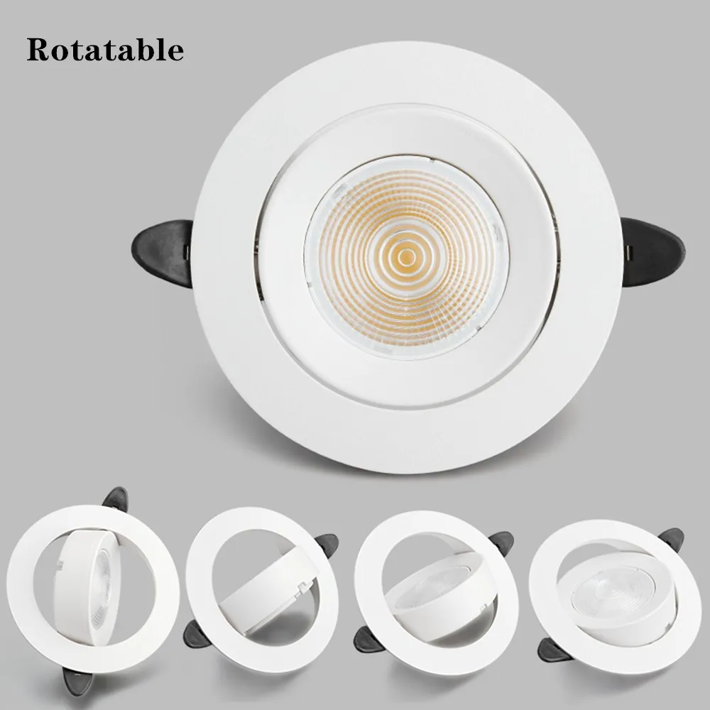 Faretti da incasso a LED dimmerabili AC90V-260V 5W 10W 12W COB Chip da incasso lampade da soffitto ultrasottili faretti per la casa