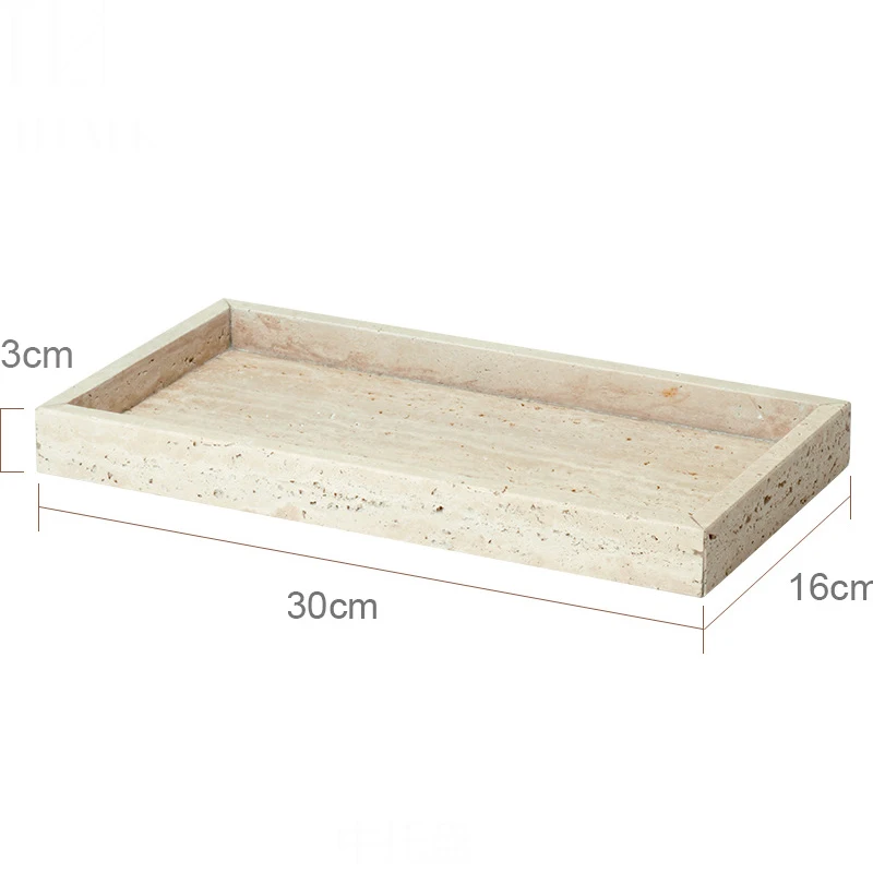 Beige Travertijn Badkamerset Natuurlijke Marmeren Zeepdispenser Rietverspreider Tissue Box Lade Badkameraccessoires