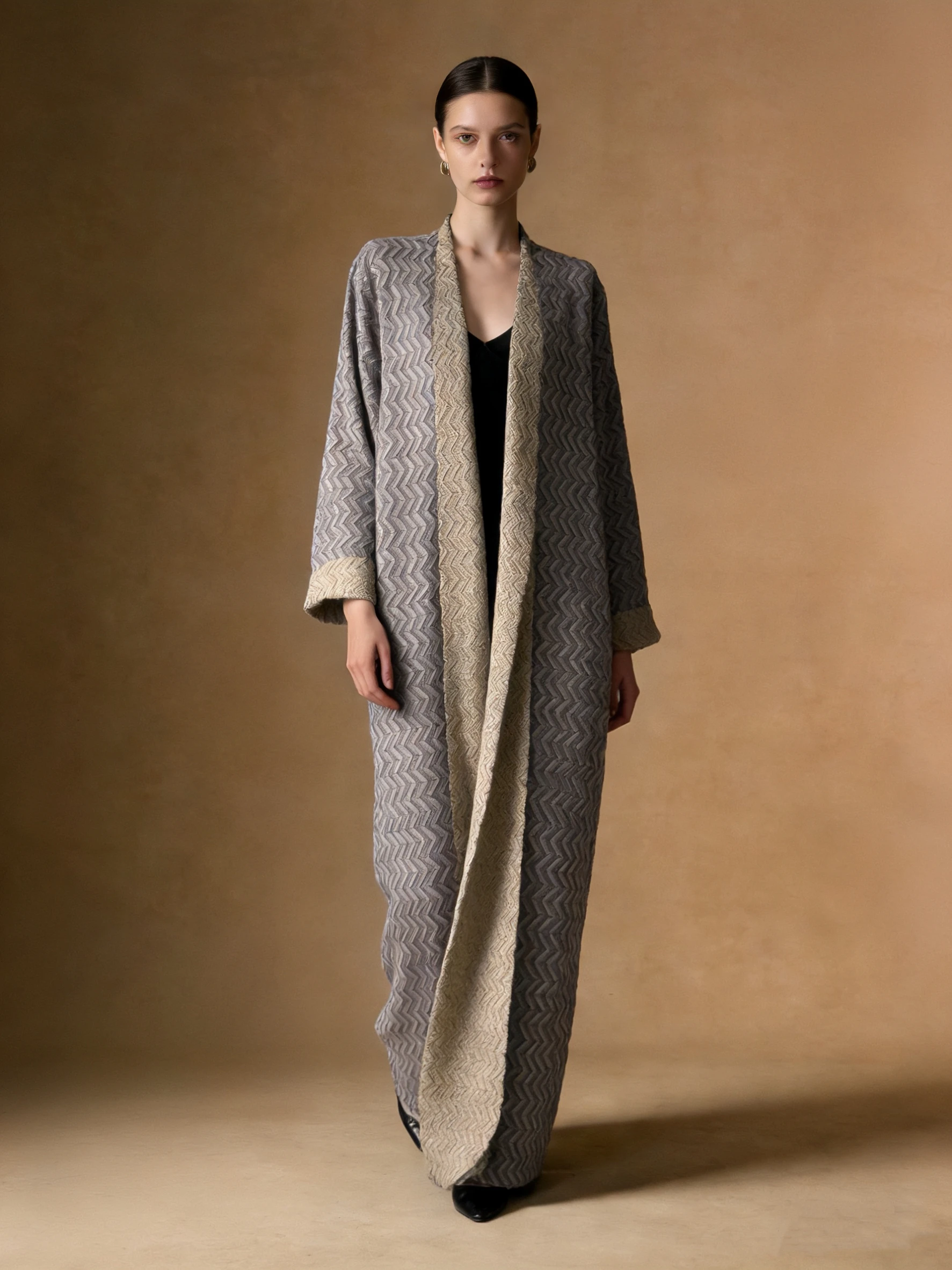 

Women Luxury Long Coat with Lapel Long Sleeved Cardigan Design Loose Oversized Elegant Fashion Female Spring Trench Coat