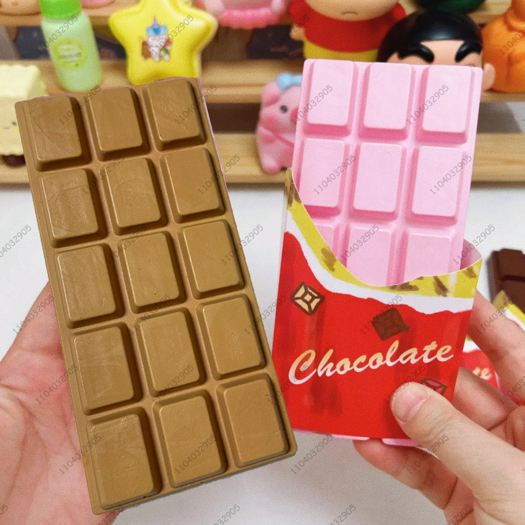 チョコレートバー型のゆっくりと膨らむスクイーズ玩具、柔らかく