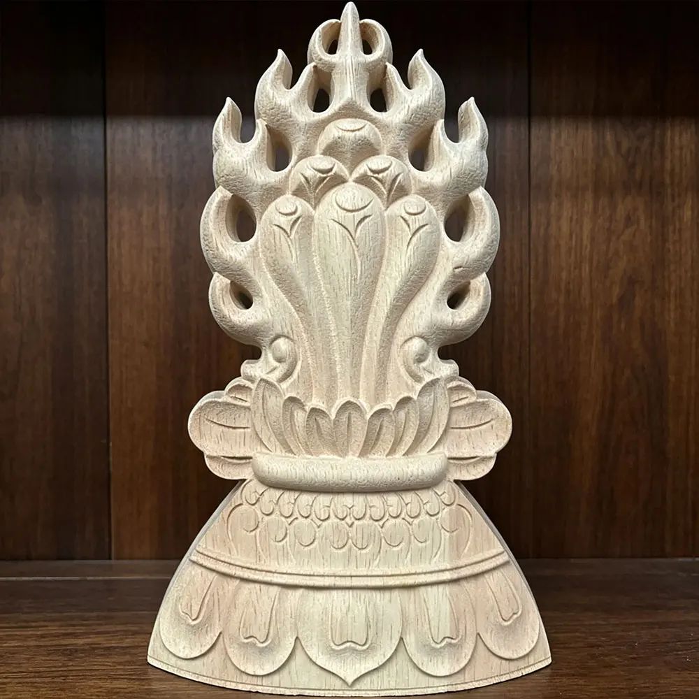 

1PC Wood Carved Decal Hollow Stripe Flower Corner Appliques Frame Door Furniture Woodcarving Figurines Craft 20cm 25cm