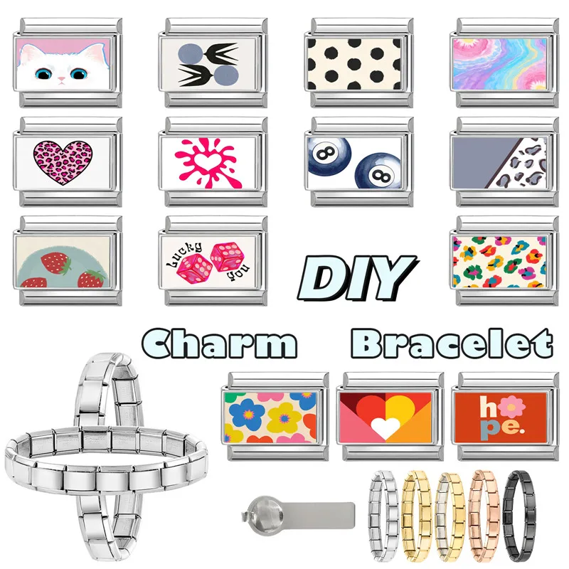 جديد جميل الحيوانات الأليفة القطط والكلاب وصلات سحرية إيطالية تناسب 9 مللي متر سوار الفولاذ المقاوم للصدأ النساء الرجال DIY بها بنفسك صنع المجوهرات