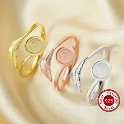 6MM Keepsake Mother Milk Resin Round Bezel Ring Settings,Tree Branch Leaf Solid 925 Sterling Silver Ring,Adjustable Ring 1215076