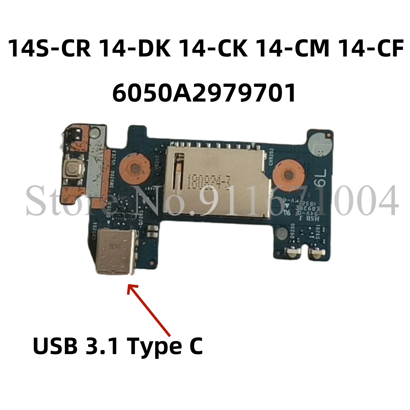 

For Hp 14S-CR 14-DK 14-CK 14-CF Laptop USB 3.1 Type C Card Reader Power Board L24483-001 6050A2979701 6050A3164201 Fast Ship