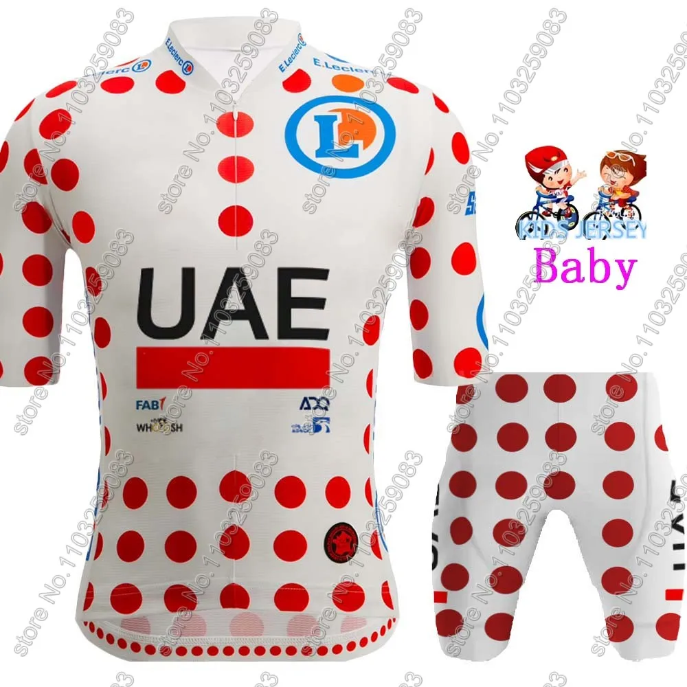 Kids 2024 UAE Team Cycling Jersey Set Boys Girls Green TDF Cycling Clothing Children Suit MTB Ropa Maillot