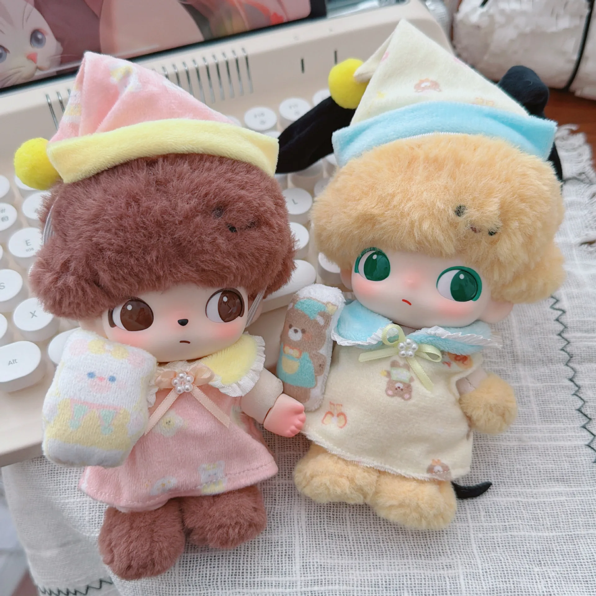 

10-15cm Cute Mini Idol Doll Clothes Cartoon Soft Sleeping Set DIY Dress Up Plush Doll Accessories Toys for Girls Fans Gifts
