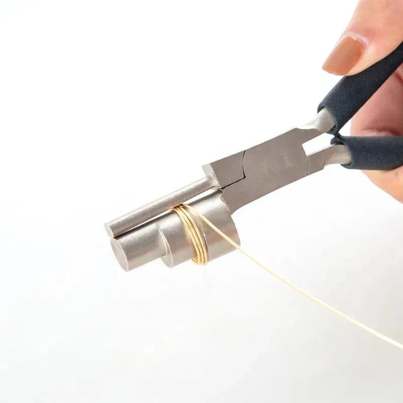 Alicates de cabeza grande de tres secciones, alicates de boca redonda y boca plana, Mini alicates para joyería, alicates para joyería DIY, alicates con forma de bobinado, color negro