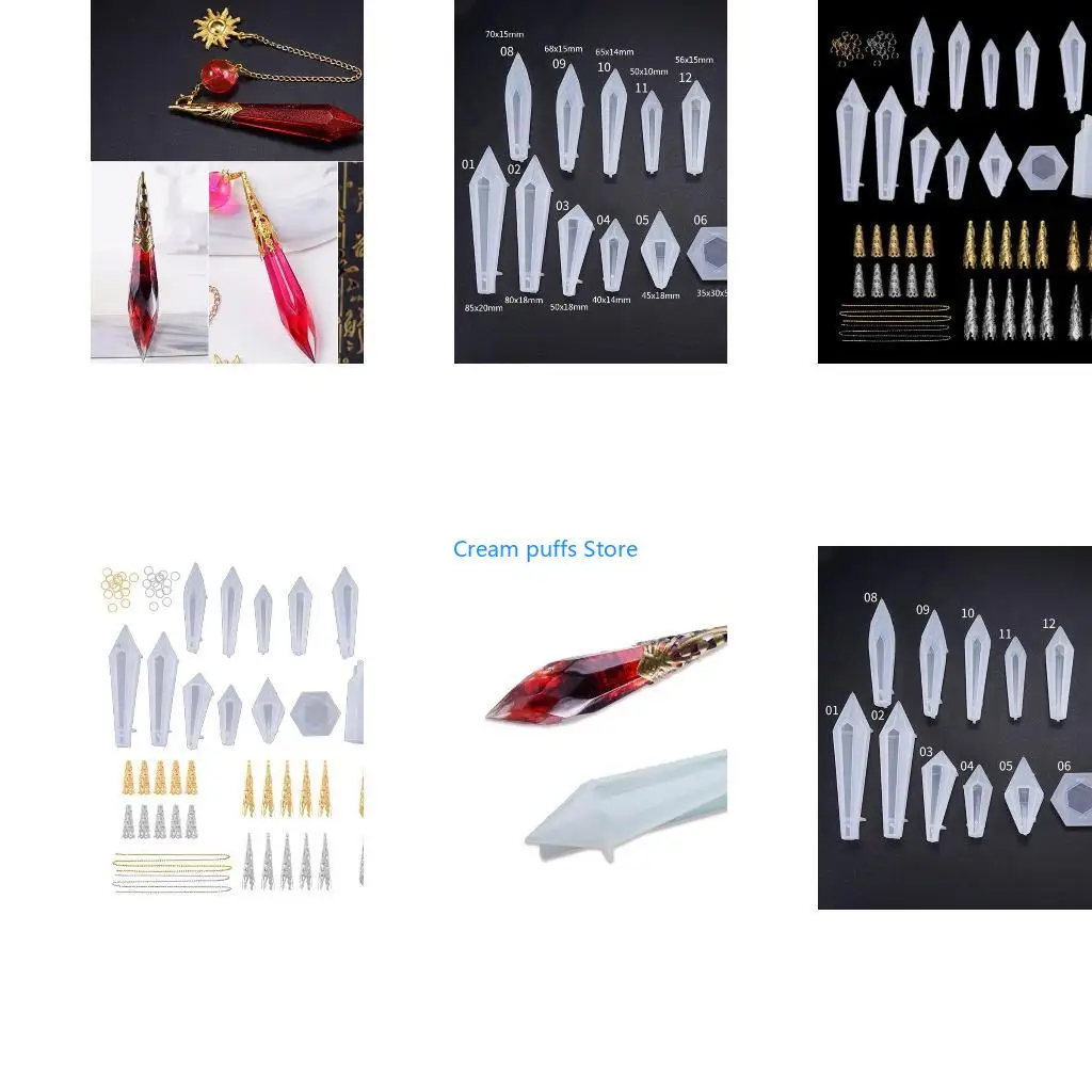 50LE 1 Set Crystal Epoxy Resin Mold Pendulum Casting Silicone Mould Crafts Making Too