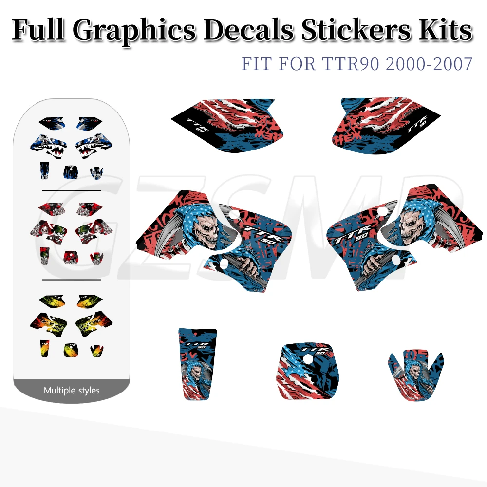 

Motocross Deco Decals Fit for Yamaha TTR 90 TTR90 2000-2007 Background Racing Graphics Kit Stickers