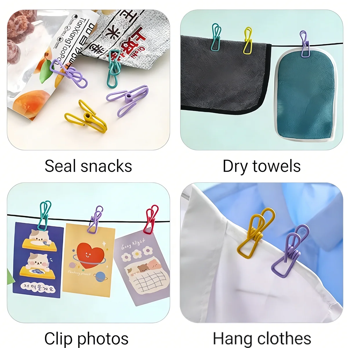 10 Random Color Non-Slip Sealing Clips, Suitable for Food Packaging, Potato Chip Bags, Clothing, Etc., Creative Photo Holders, Great Christmas Holiday Gifts