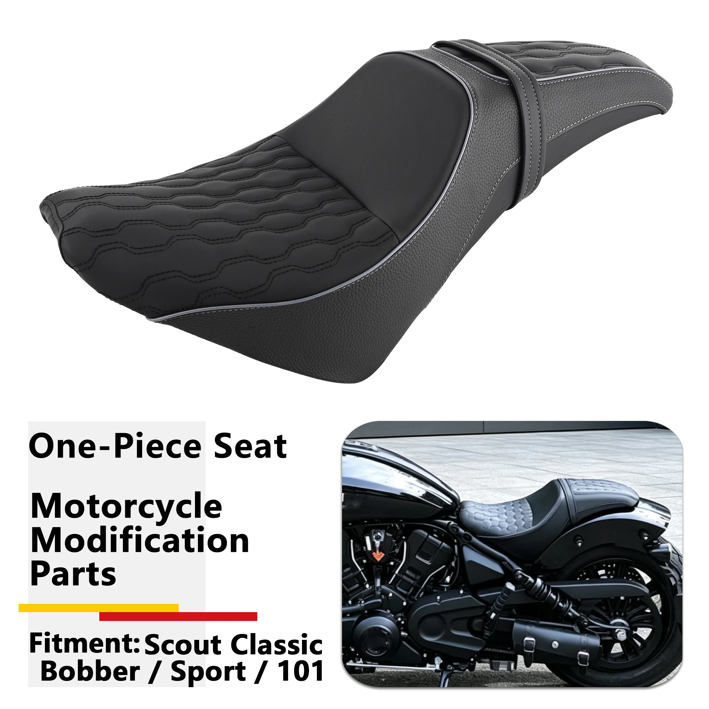Motorcycle Two‑Up Integral Seat Driver & Passenger Cushion For Indian Scout Bobber,101 Scout,Sport Scout,Scout Classic 2025 2026