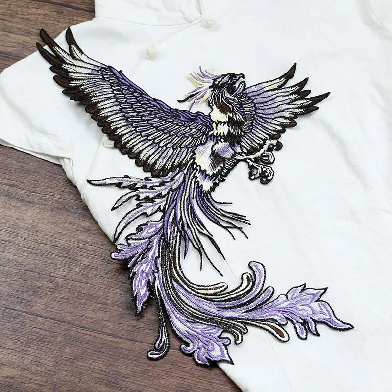 Luxury Large Phoenix embroidered Patches for Clothing sew on Embroidery animal Applique sewing parches clothing Decoration