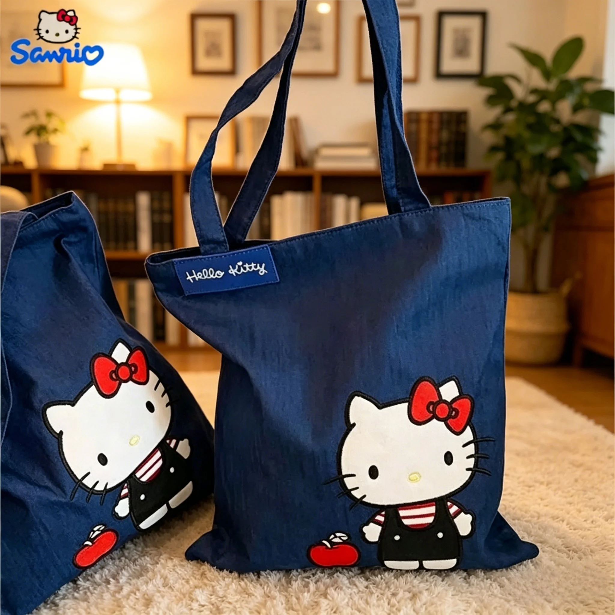 

Sanrio HelloKitty Hawaiian Shoulder Bag Sanrio Cartoon Cute Pattern Open Storage Bag Large Capacity Shopping Bags Girls Presents