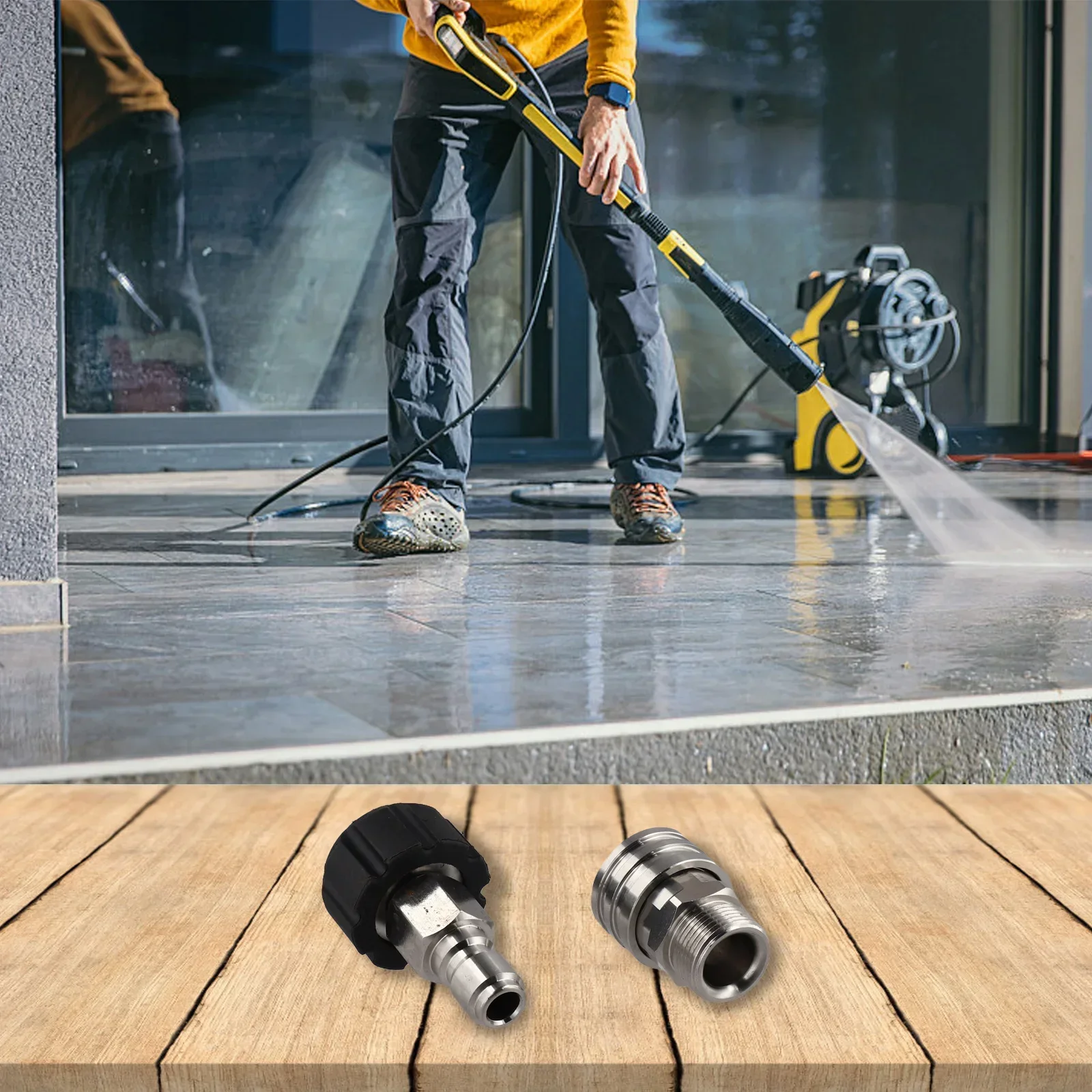 M2214 Stainless Steel Adapter Kit with Quick Connect for Pressure Washers Designed for High Pressure Cleaning Tasks