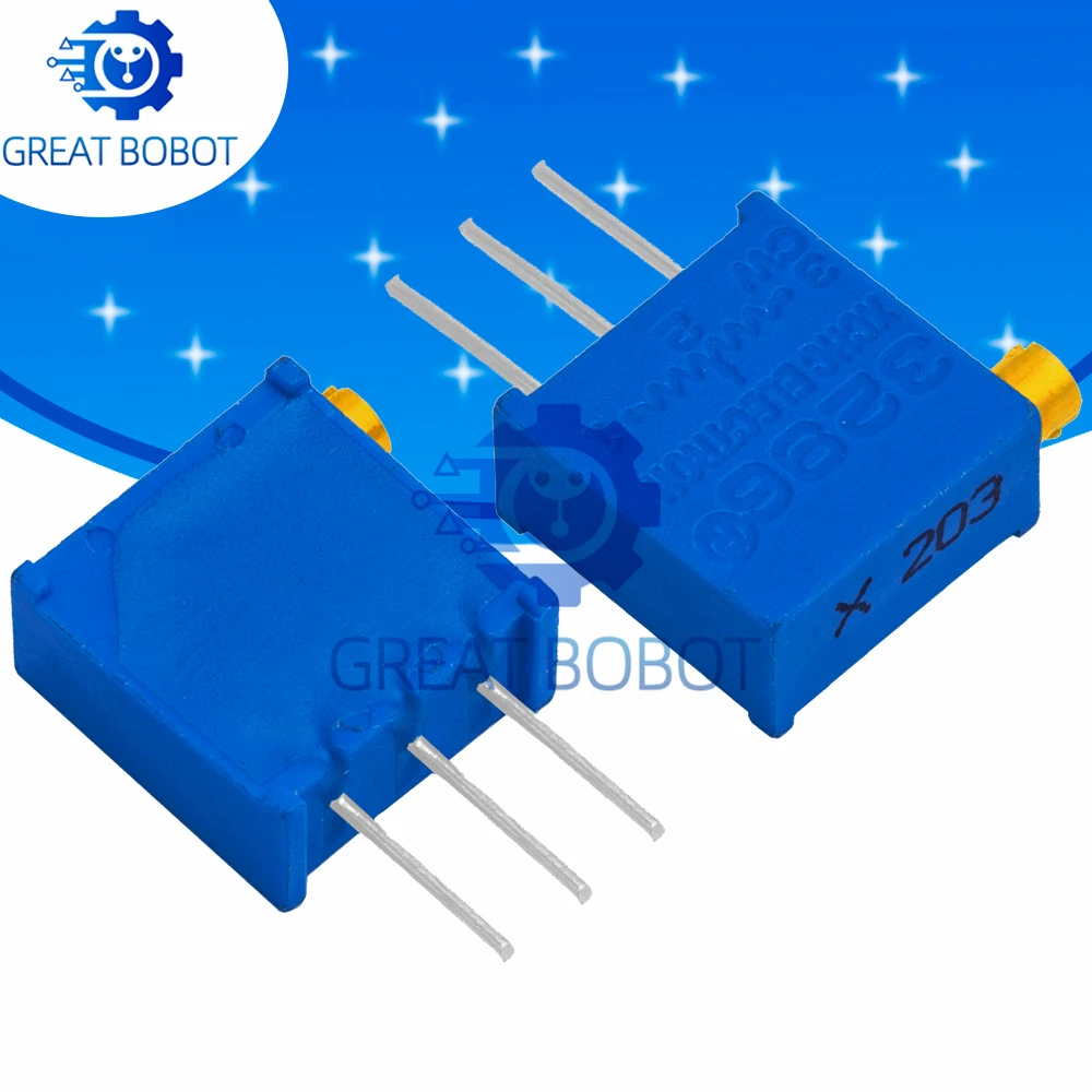 Multi-Value 3296 Trimmer Potentiometer Kit: 50Ω to 1MΩ (100R, 200R, 500R, 1K, 2K, 5K, 10K, 20K, 50K, 100K) Assortment